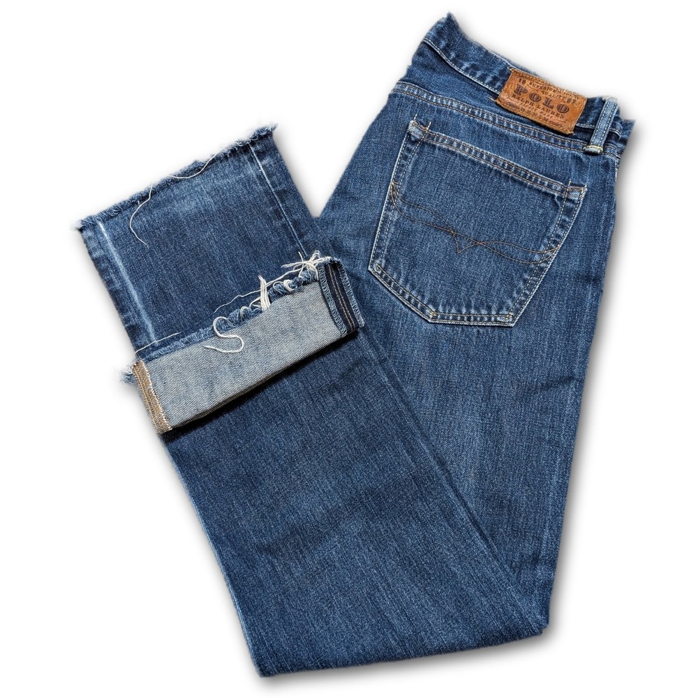 Polo Ralph Lauren Denim Mens Jeans Blue Appx. 33x30 Selvedge Slim Straight Fit